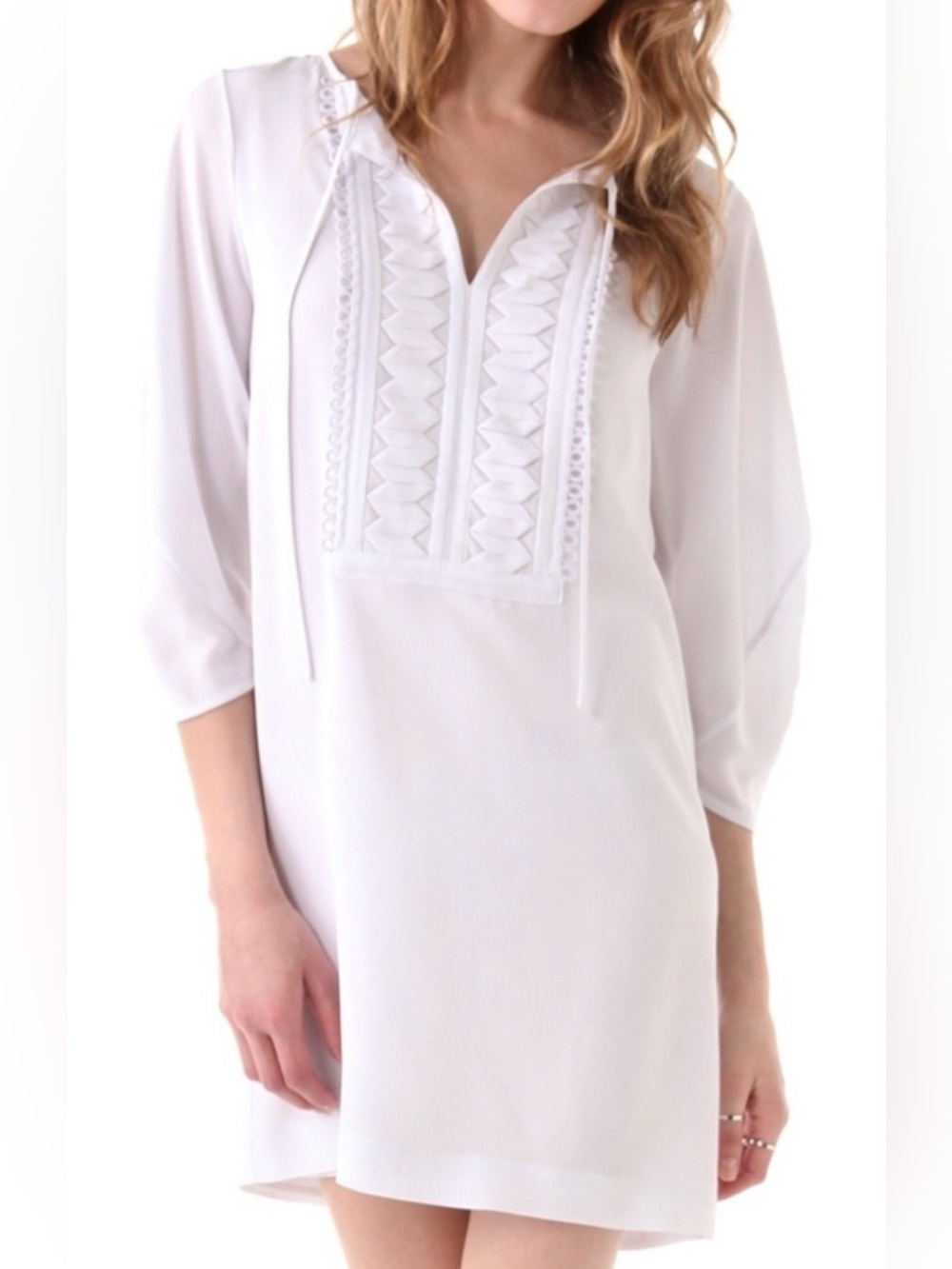 ⚜️🕊️⚜️Diane von Furstenberg “Iliana”EXQUISITE Pleated Placket Silk Shift Sz12